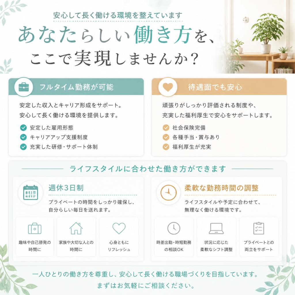 充実した待遇と働きやすい環境
