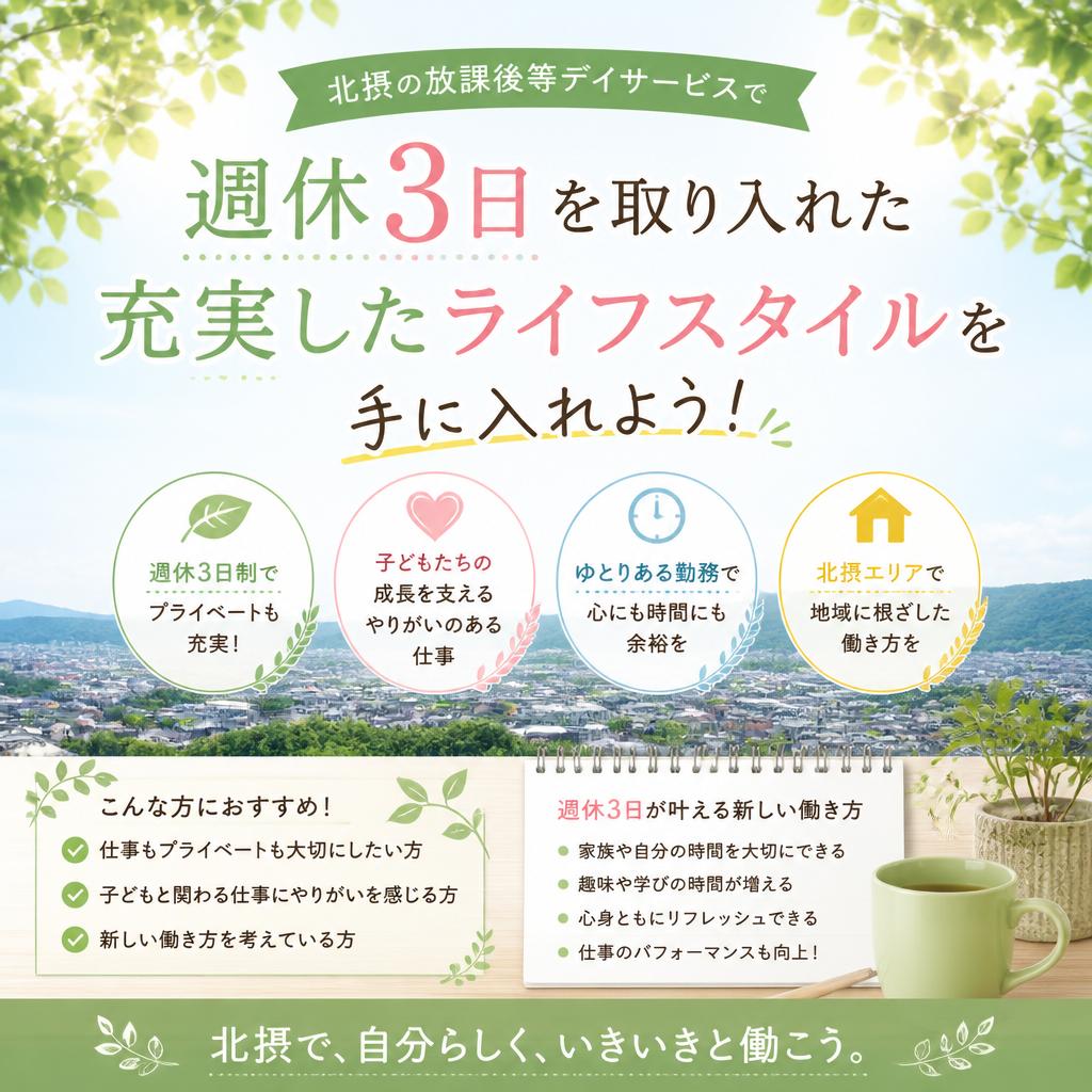 北摂の放課後等デイサービスで、週休3日を取り入れた充実したライフスタイルを手に入れよう！
