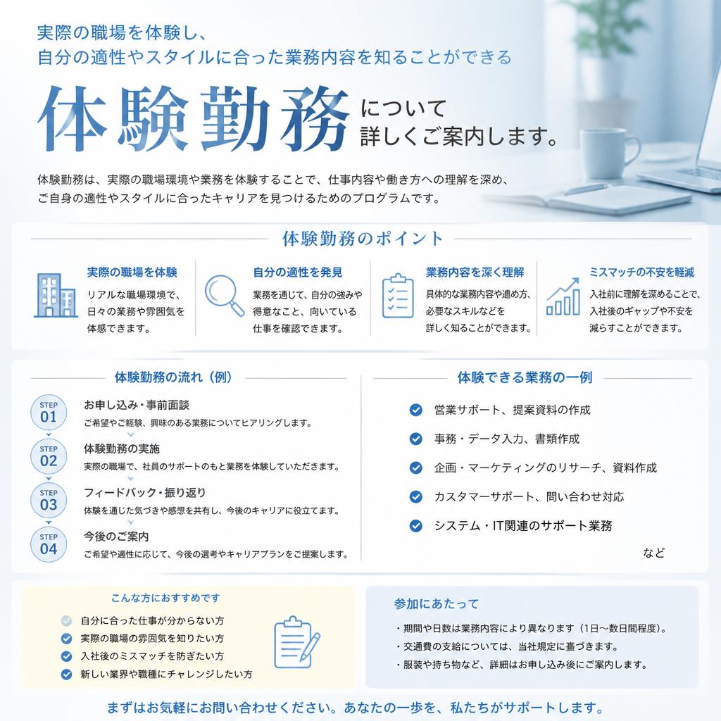 体験勤務で職場を理解