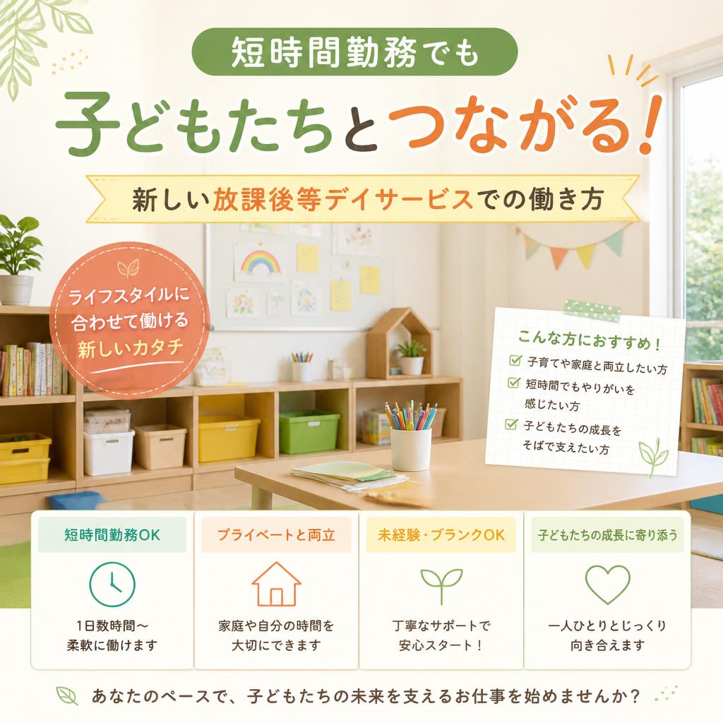 短時間勤務でも子どもたちとつながる！新しい放課後等デイサービスでの働き方