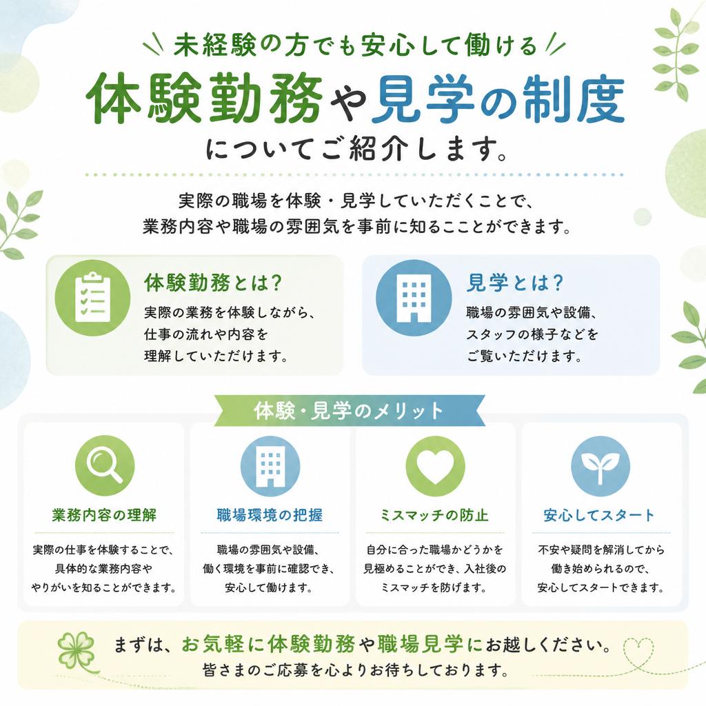 体験勤務と見学のご案内