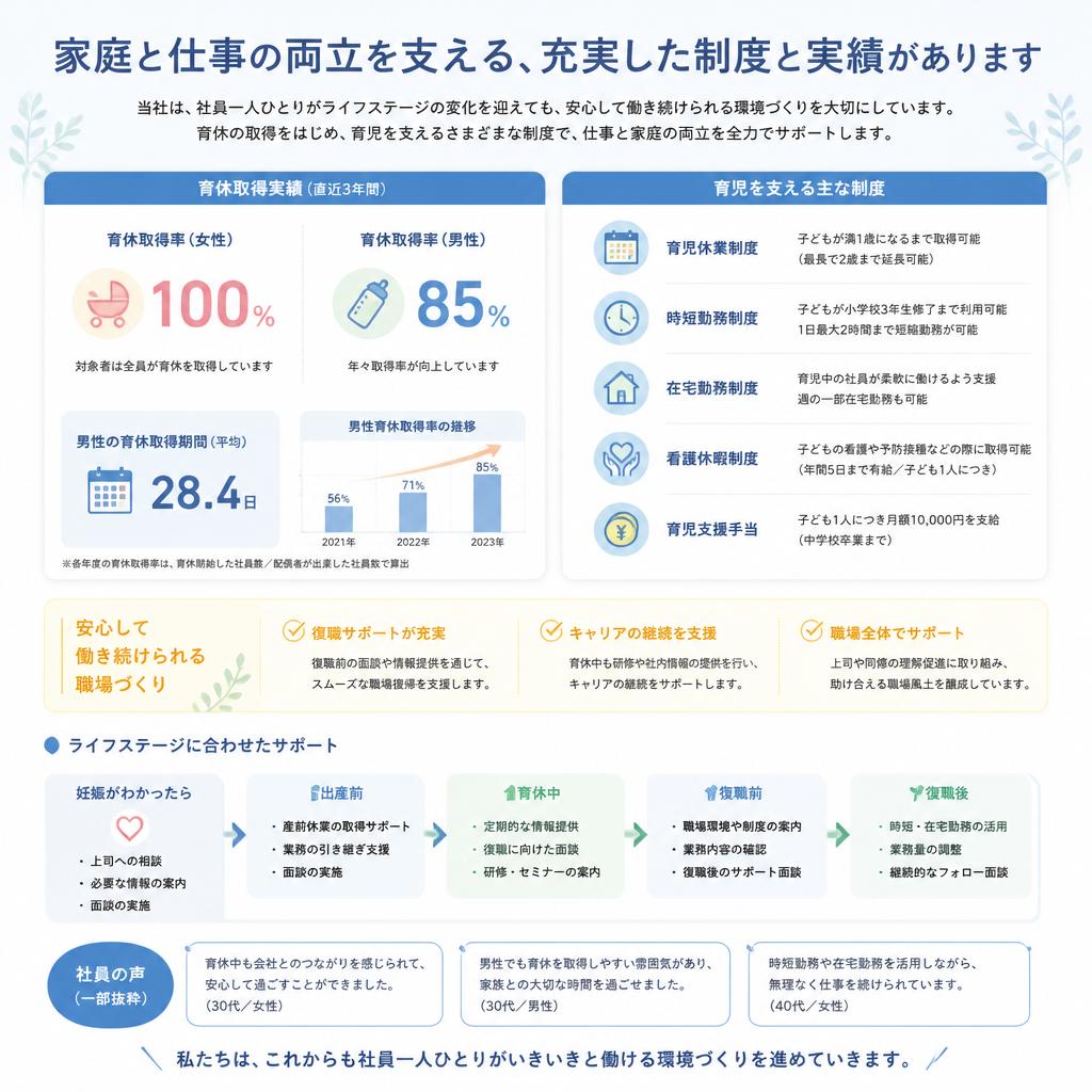 育児支援制度が充実！