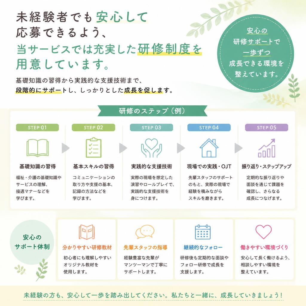 未経験者大歓迎の研修制度