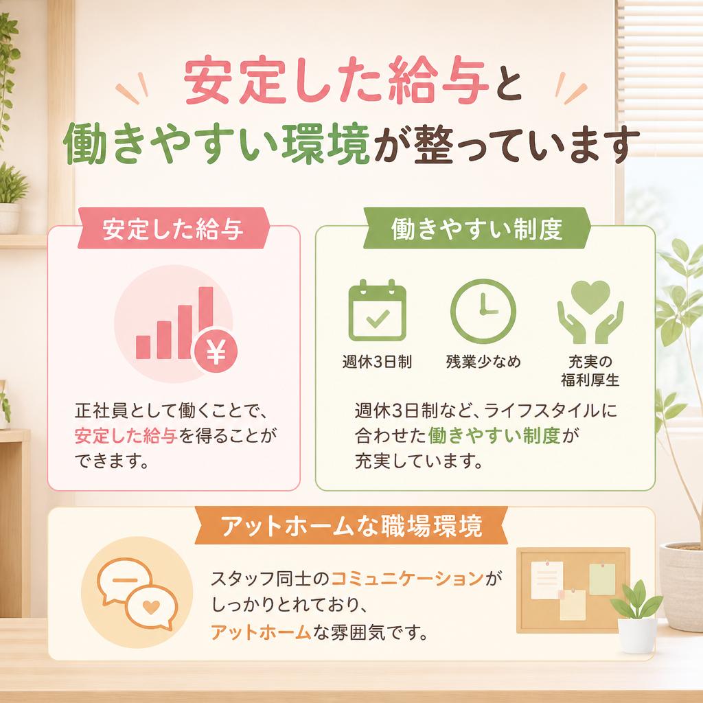 安定した職場環境と魅力的な制度！