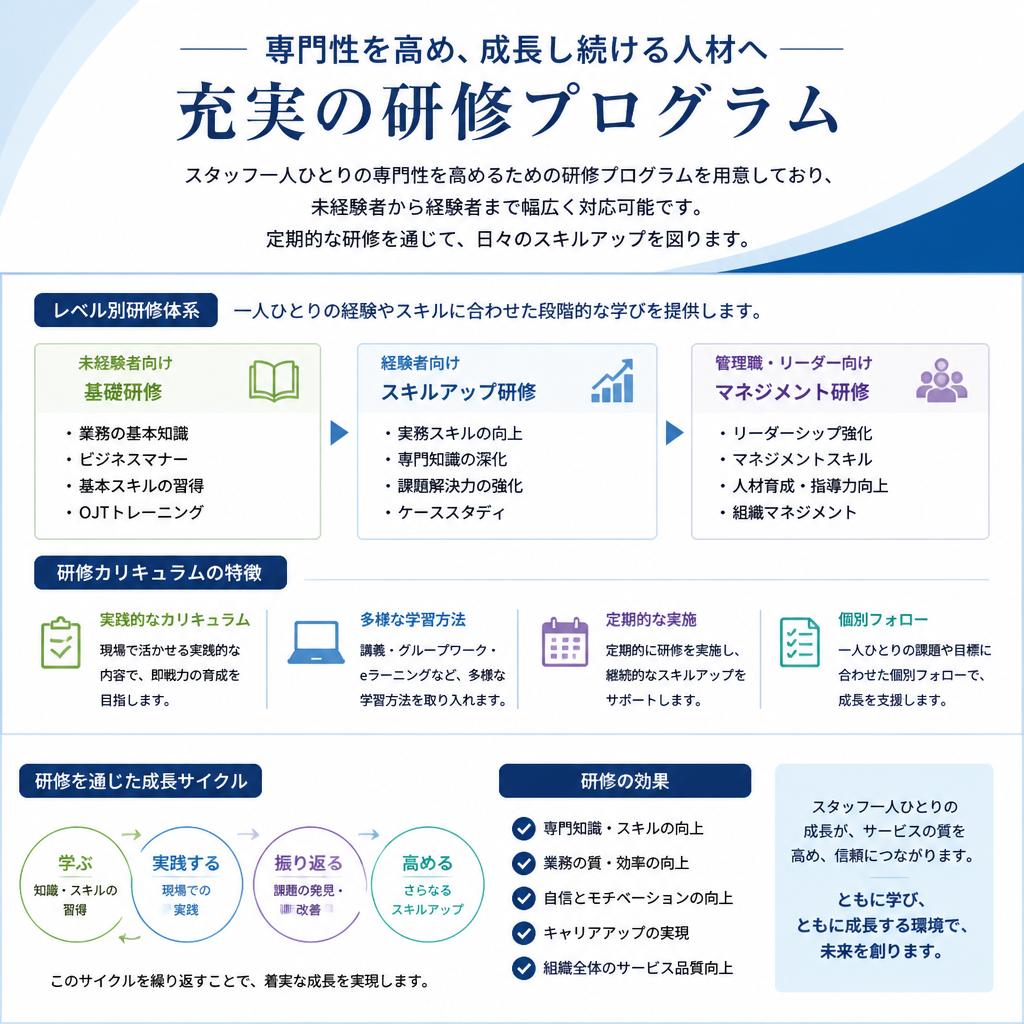 充実したスキルアップ研修