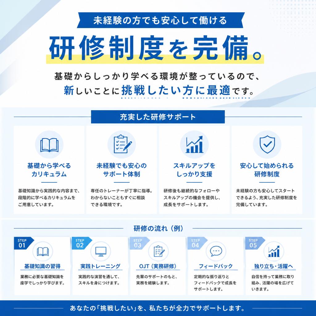 未経験者歓迎！充実の研修制度