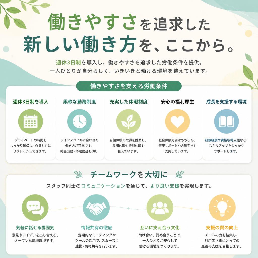 働きやすい労働条件とチームワーク