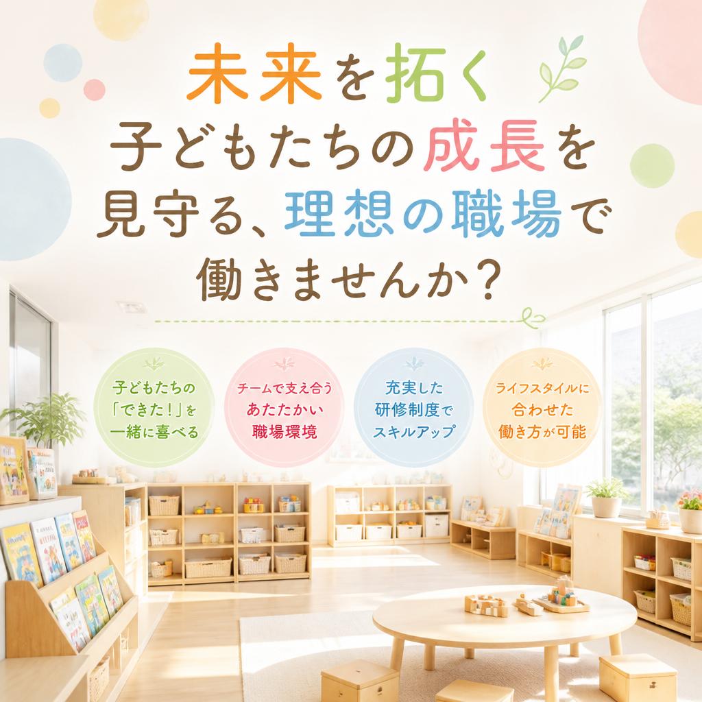 未来を拓く子どもたちの成長を見守る、理想の職場で働きませんか？