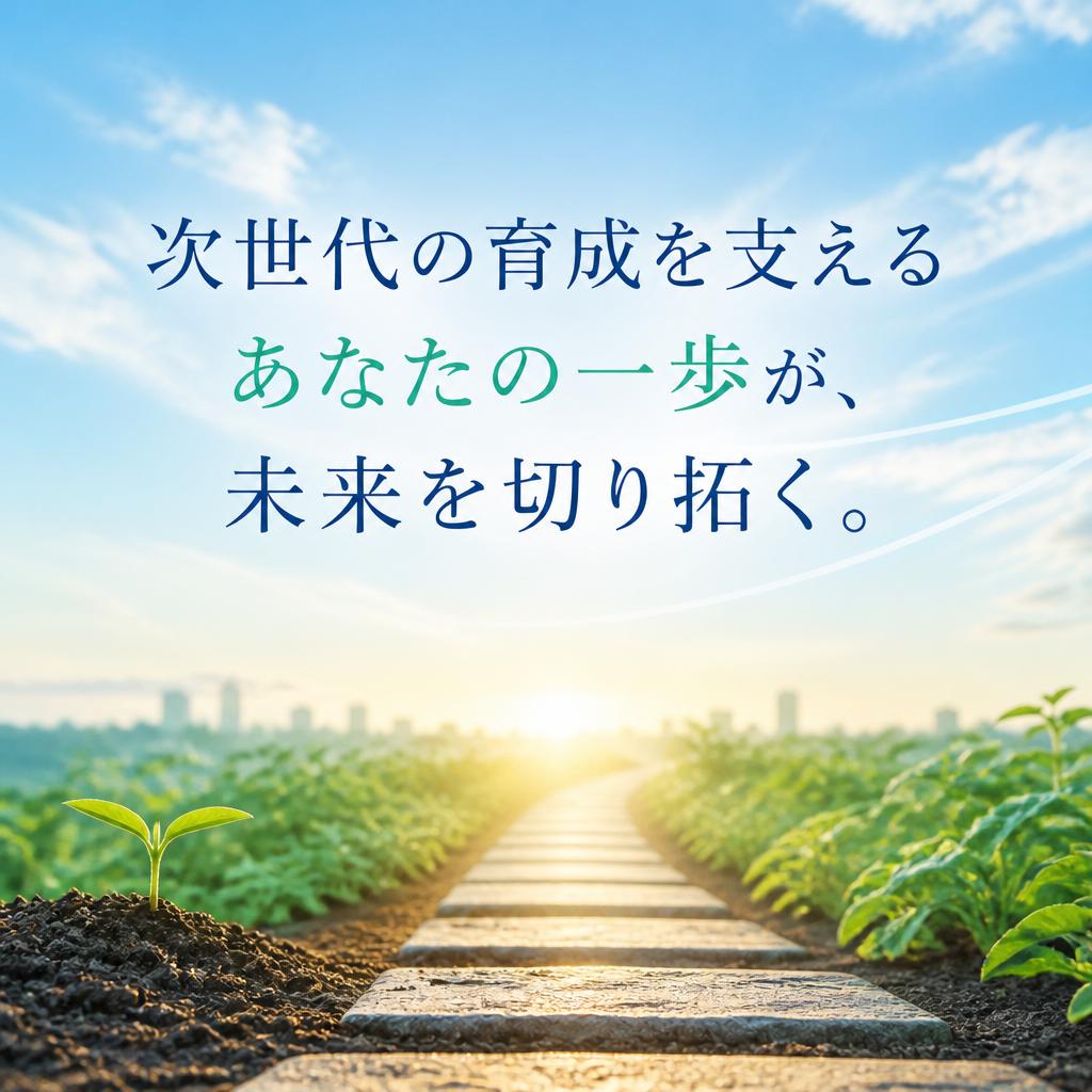 次世代の育成を支えるあなたの一歩が、未来を切り拓く。