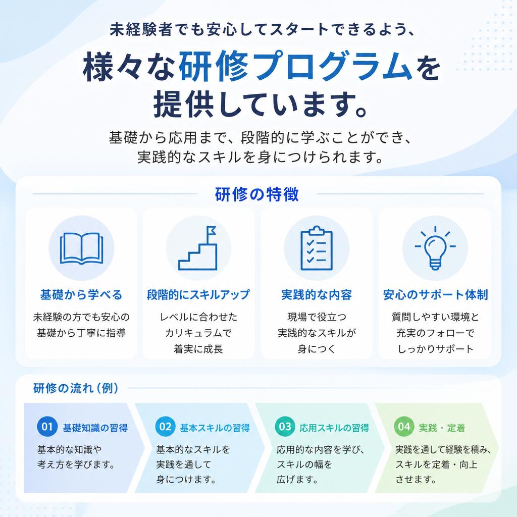 充実の研修制度で未経験者をサポート！