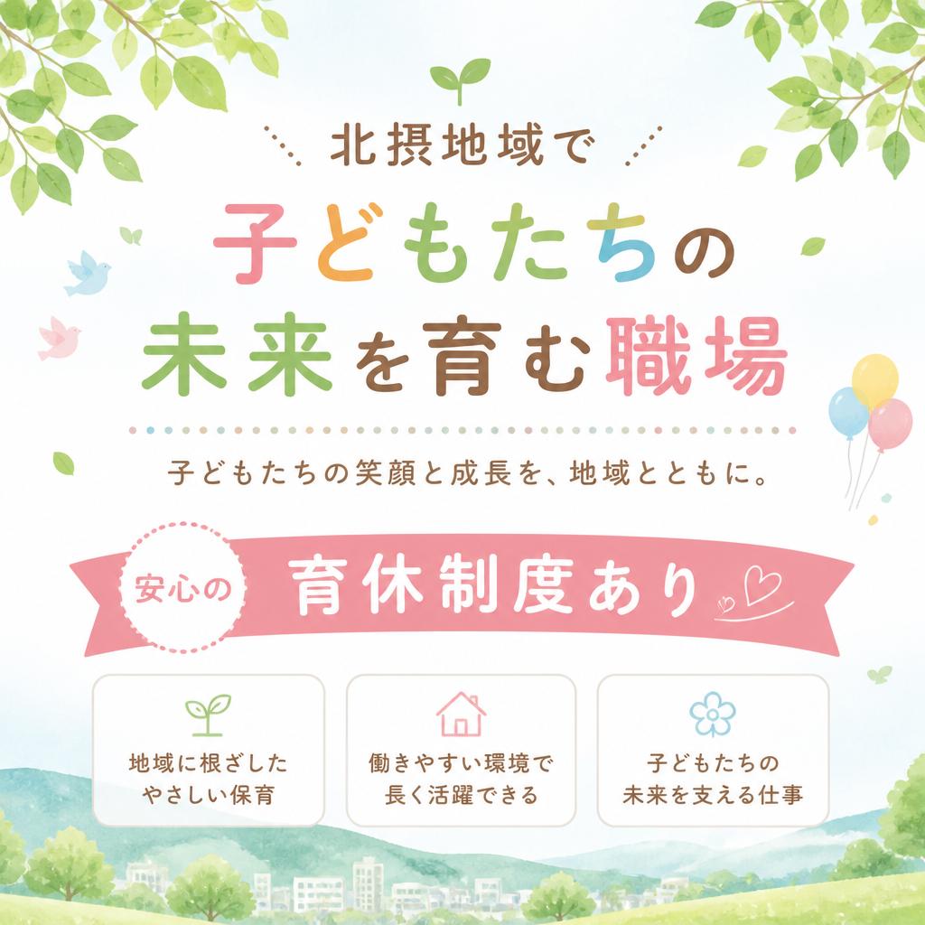 北摂地域で子どもたちの未来を育む職場、安心の育休制度あり。